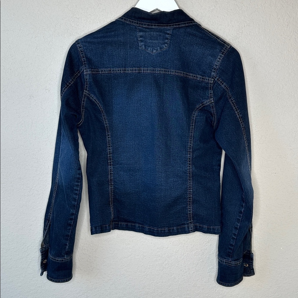 Vintage Valentino‎ Blue Denim 3 Button Blazer Style Embroidered Jean Jacket L - Picture 3 of 10